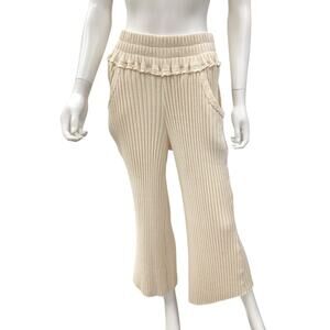 Free People Pants Women’s Size XS/ S Stretchy Ribbed Soft Side Pockets Ivory